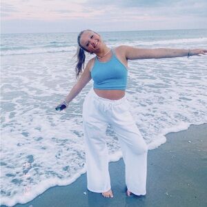 free people sky blue ribbed tank